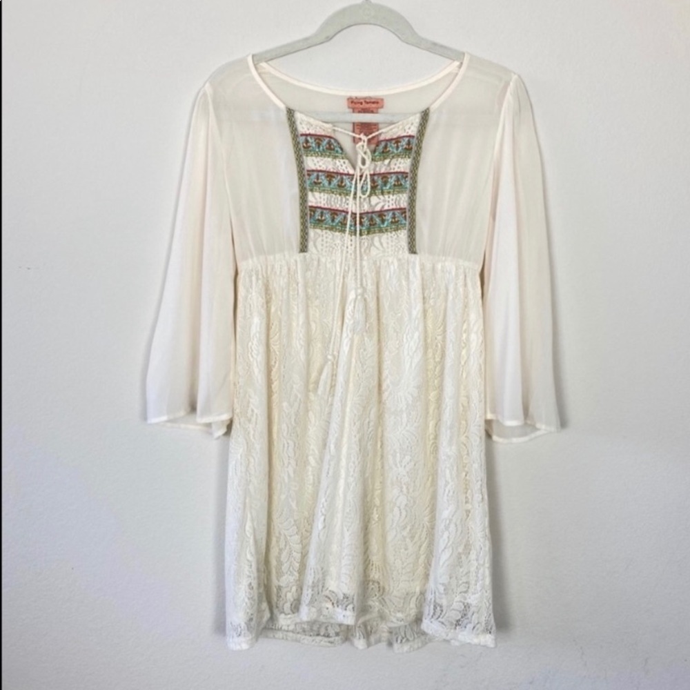 Flying Tomato Boho Cream Dress Size S - Picture 6 of 6